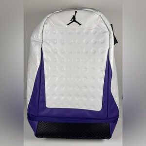 NWT NIKE Air Jordan Retro 13 Backpack White Purple Lakers One Size 9A1898-P6N
